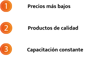Precios más bajos Productos de calidad Capacitación constante
